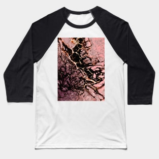 Black pink abstract acrylic fluid art Baseball T-Shirt